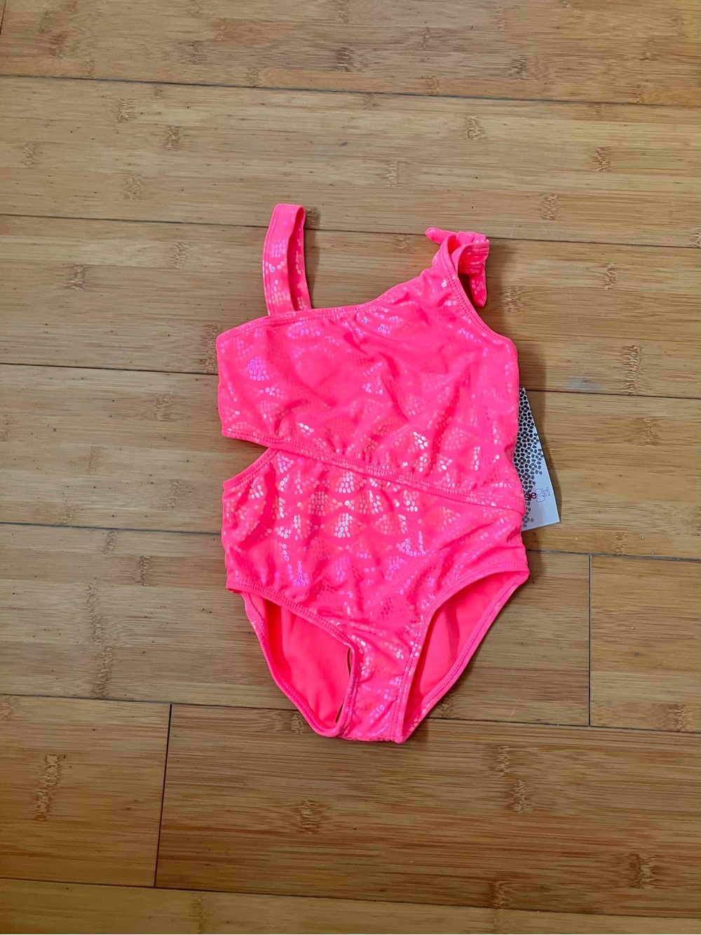 NWT Girls Size 3T Neon Shimmer Cutout One-Piece Swimsuit